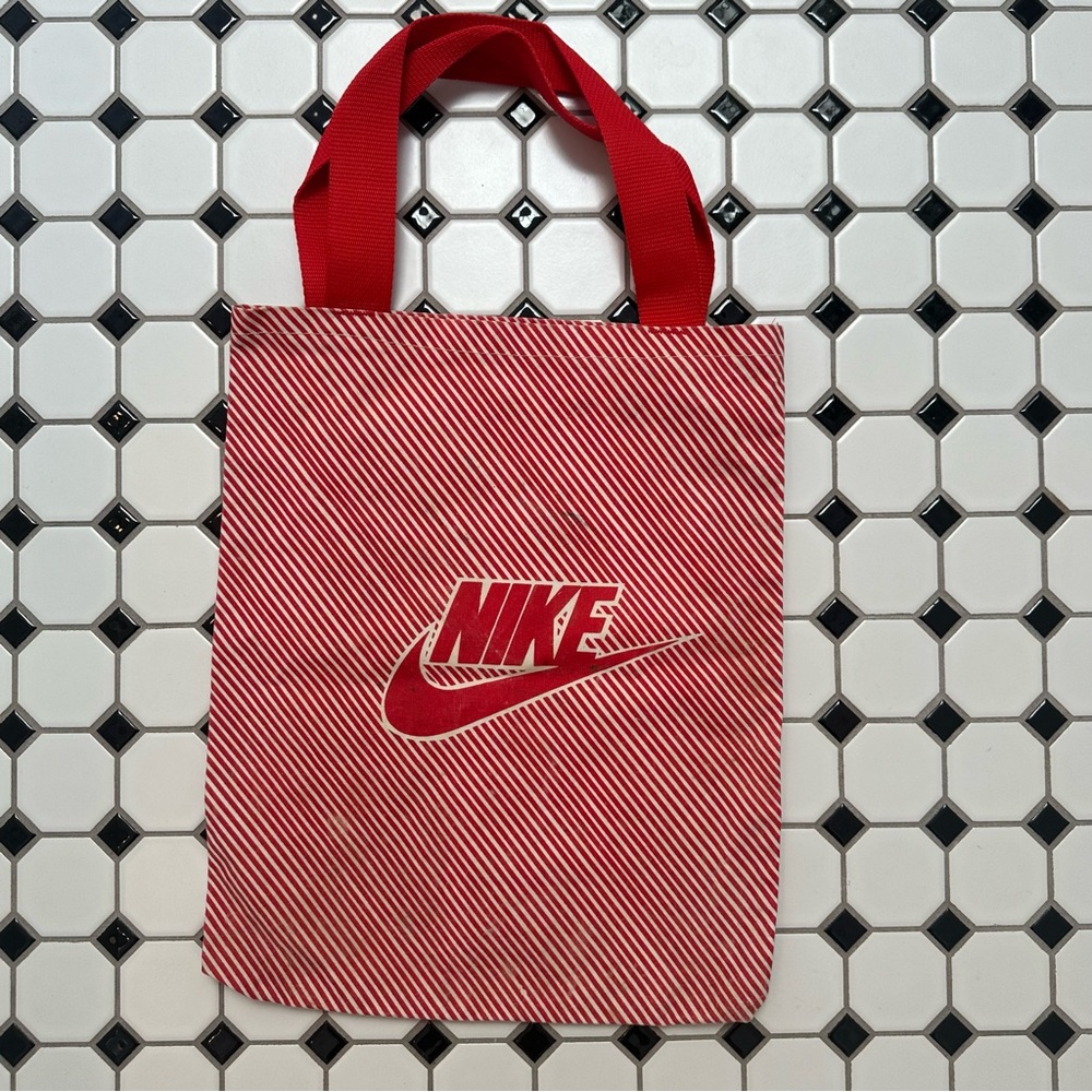 Vintage Nike Red Diagonal Stripe Heavy Cotton Tote - from the early 80’s
